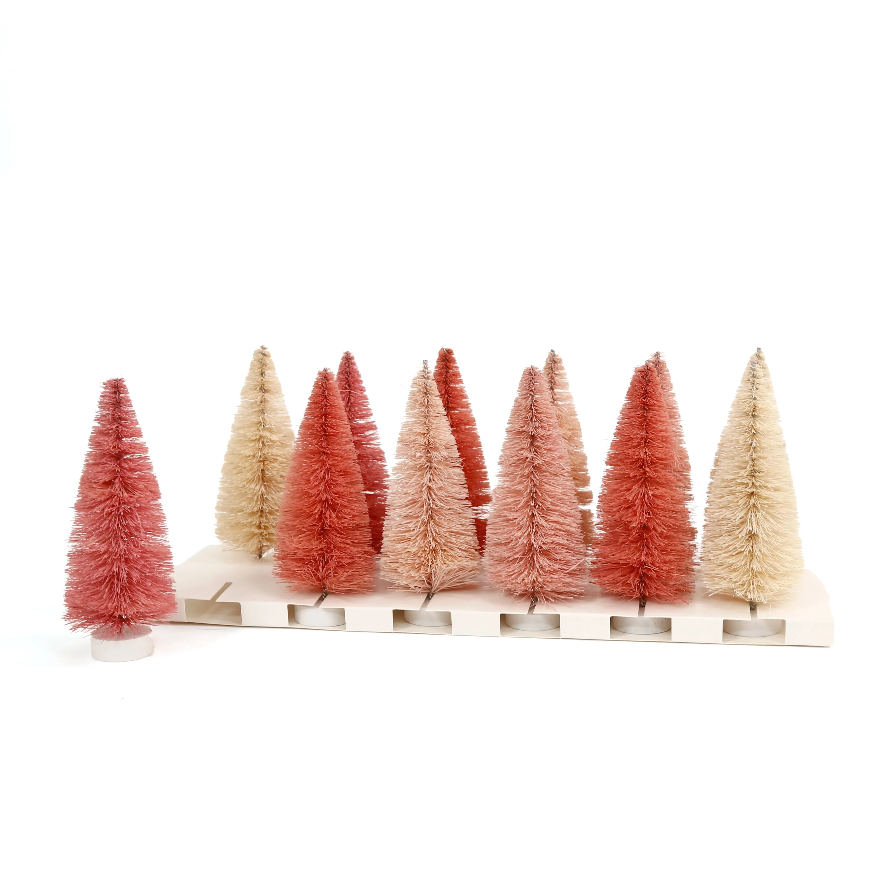 Fiber Bottle Brush Trees Set / Pinks