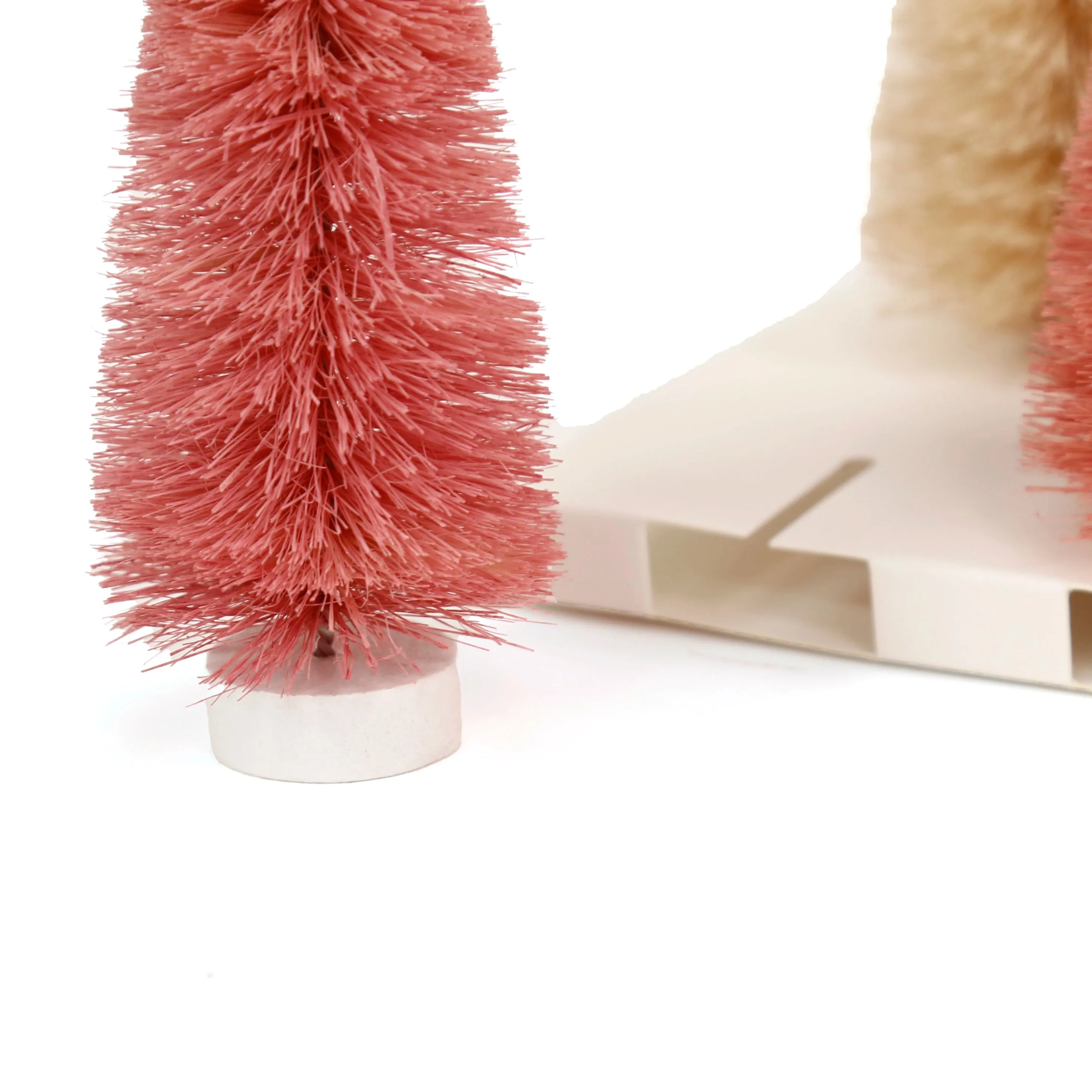 Fiber Bottle Brush Trees Set / Pinks