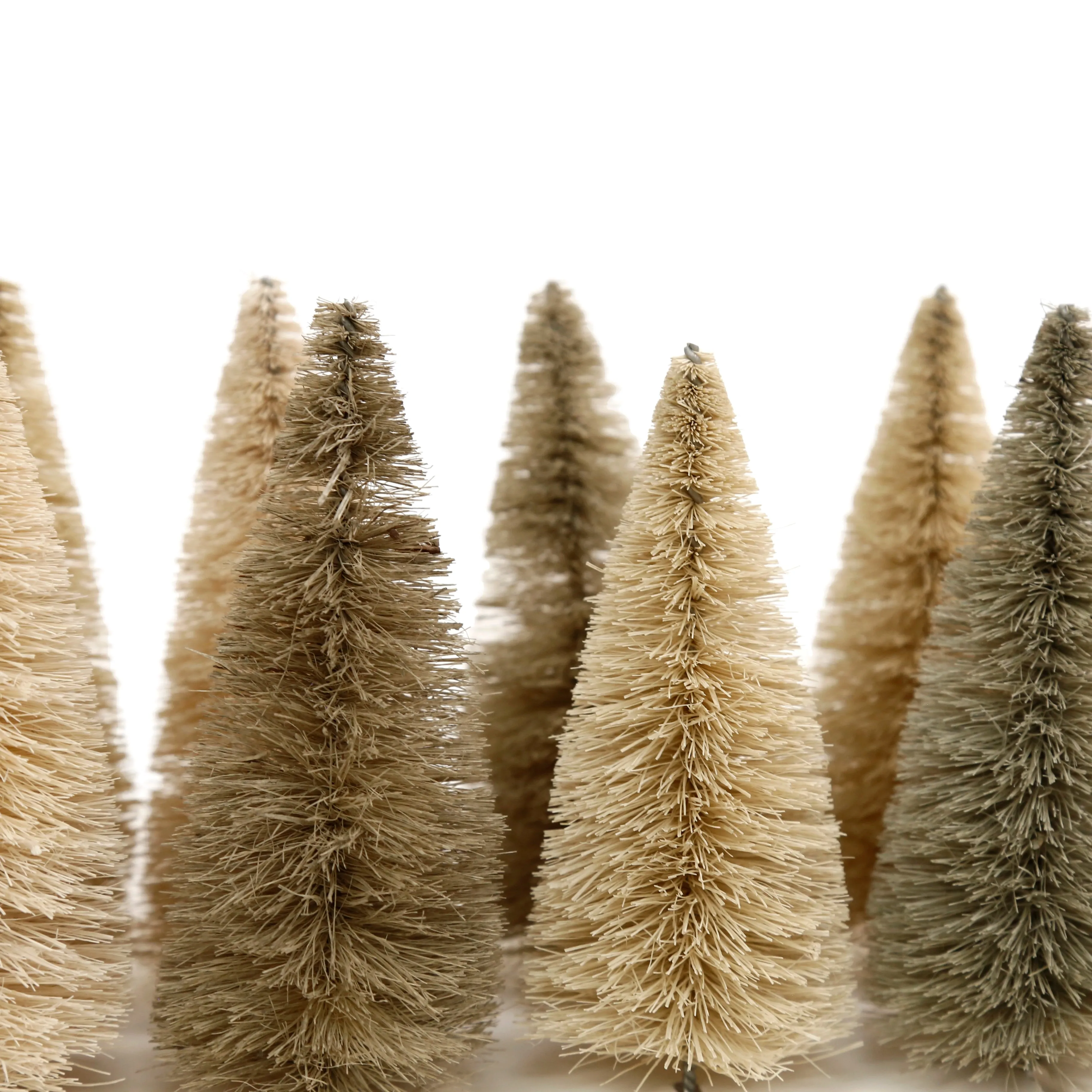 Fiber Bottle Brush Trees Set / Whites