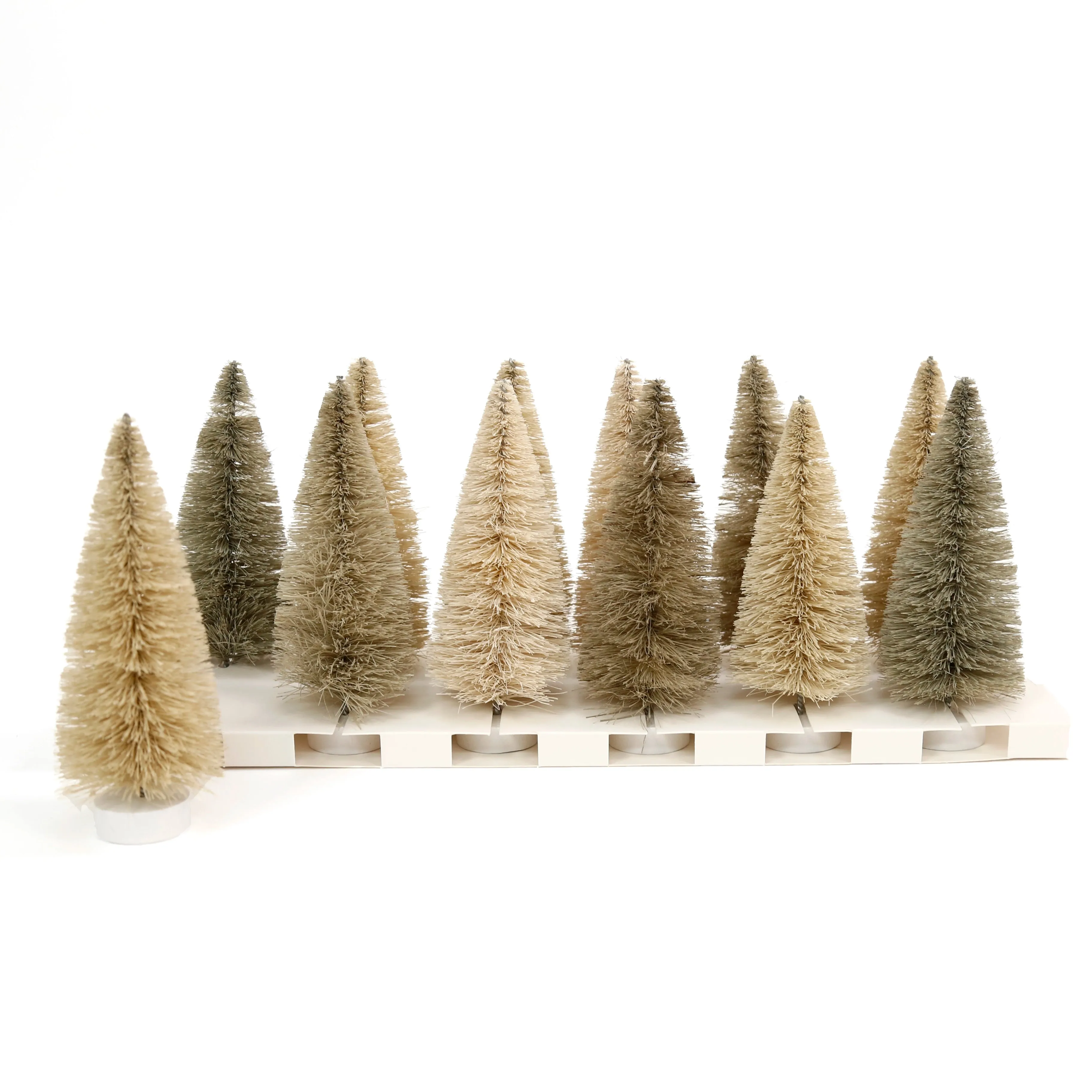 Fiber Bottle Brush Trees Set / Whites