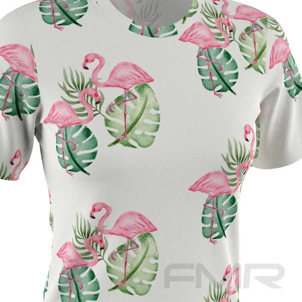 FMR Women's Flamingo Print Short Sleeve Running Shirt