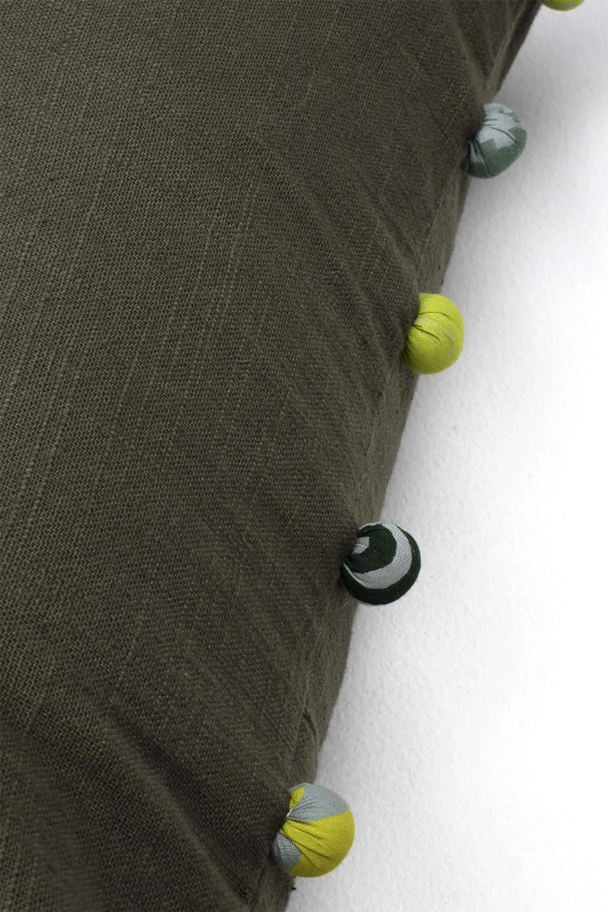 Freedom Pompom Forest Moss Green Cushion Cover (41 Cm X 41 Cm)