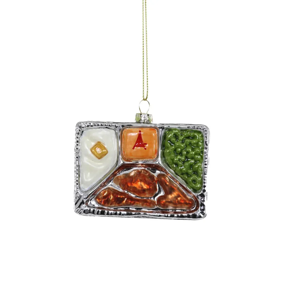 Fried Chicken Dinner Glass Ornament