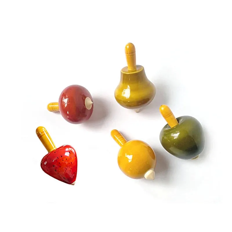 Fruit & Vegetable Spinning Tops Assorted Set of 5