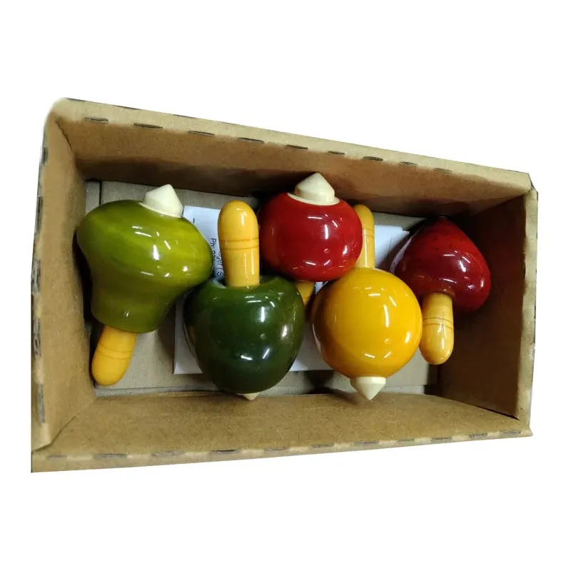 Fruit & Vegetable Spinning Tops Assorted Set of 5