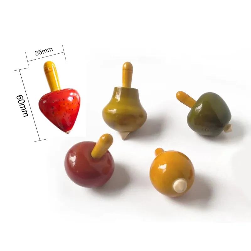 Fruit & Vegetable Spinning Tops Assorted Set of 5