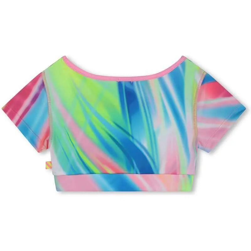 Girls Multi Colour Swirl Print Sport Crop Top