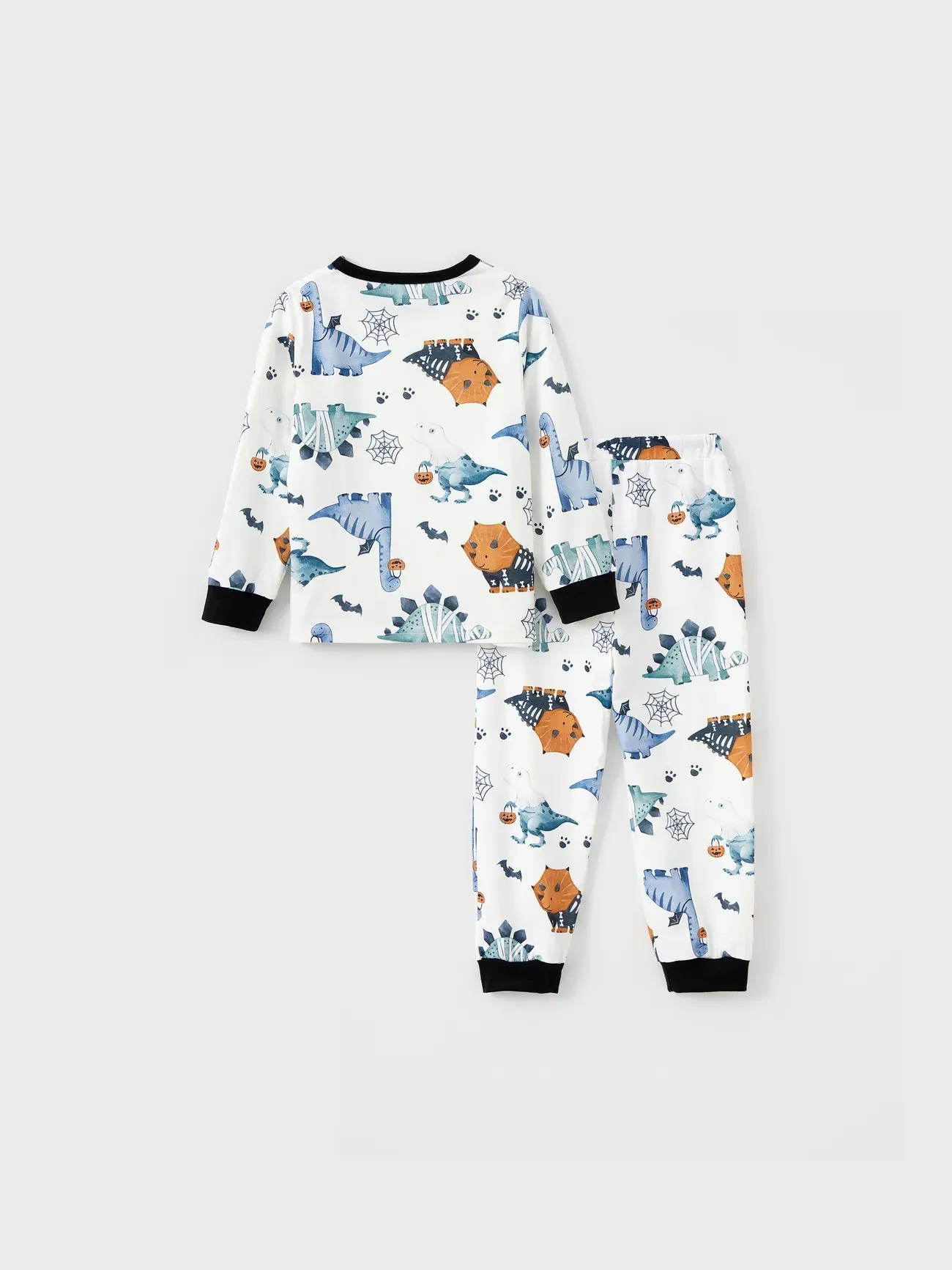 Halloween Family Matching Dinosaur And Pumpkin Printed Pajama Set