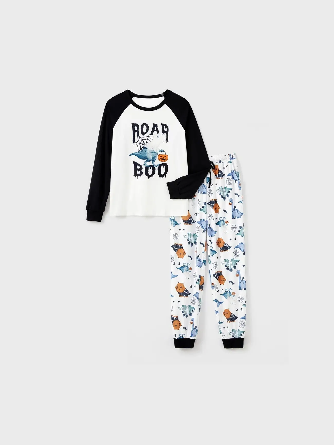 Halloween Family Matching Dinosaur And Pumpkin Printed Pajama Set