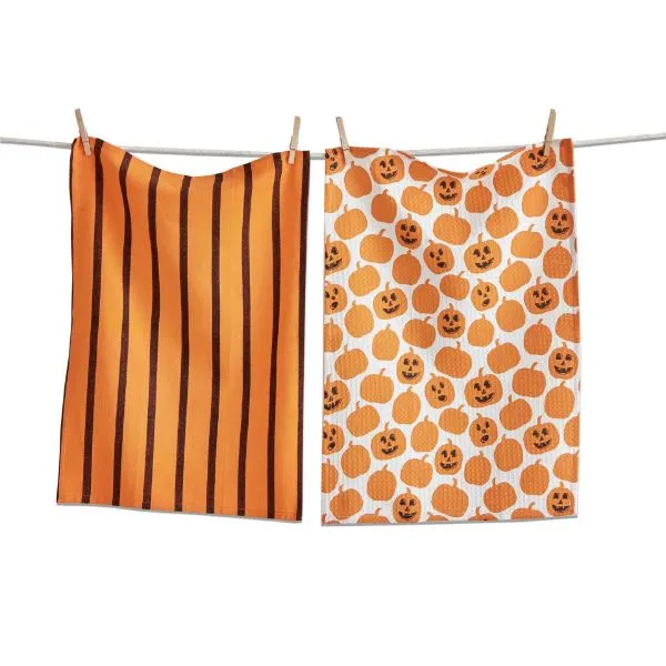 halloween pumpkin dishtowel set of 2 - multi