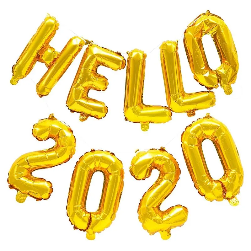 Hello 2020 Balloons for New Years Eve Party (Gold Foil, 9 Pack)