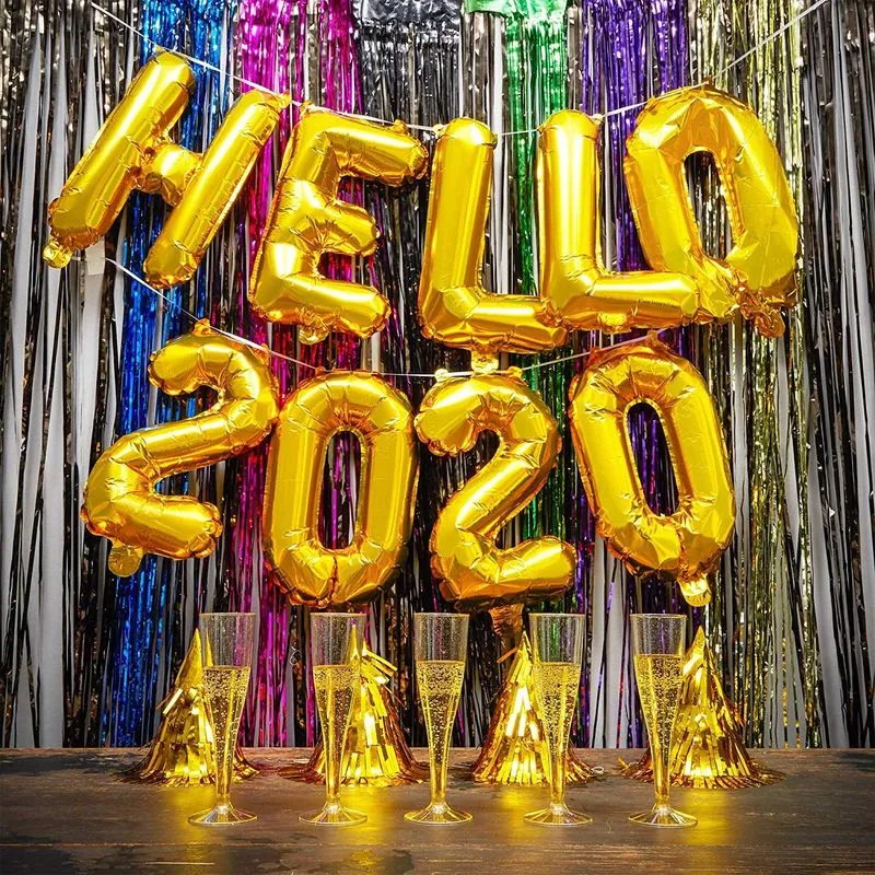 Hello 2020 Balloons for New Years Eve Party (Gold Foil, 9 Pack)