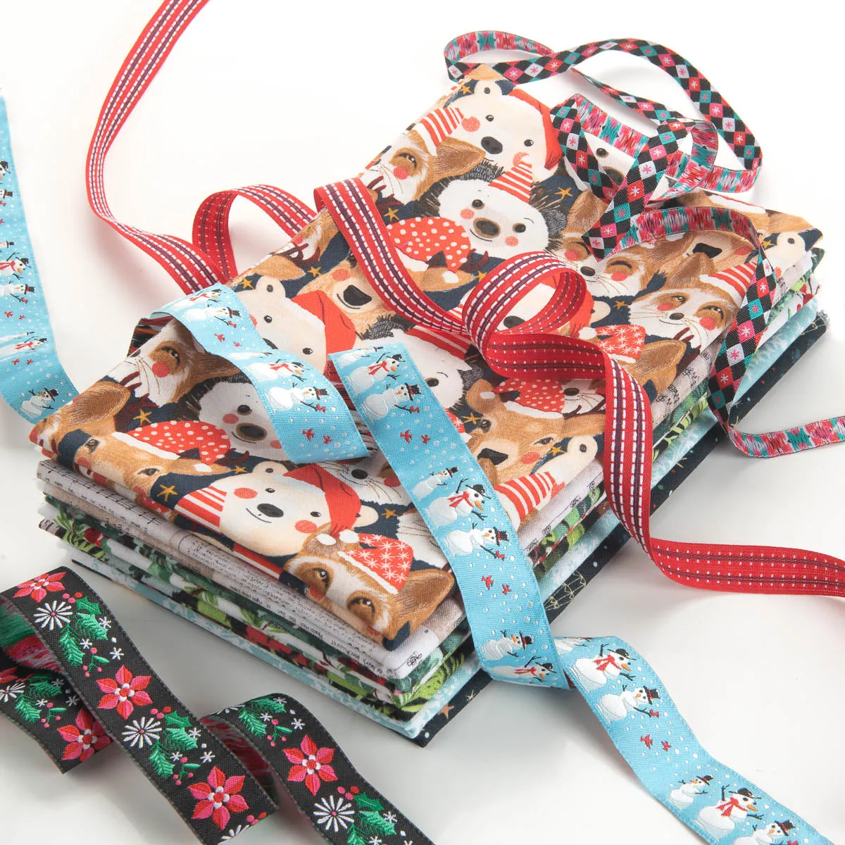 Holiday Fabrics and Ribbons Black Bundle