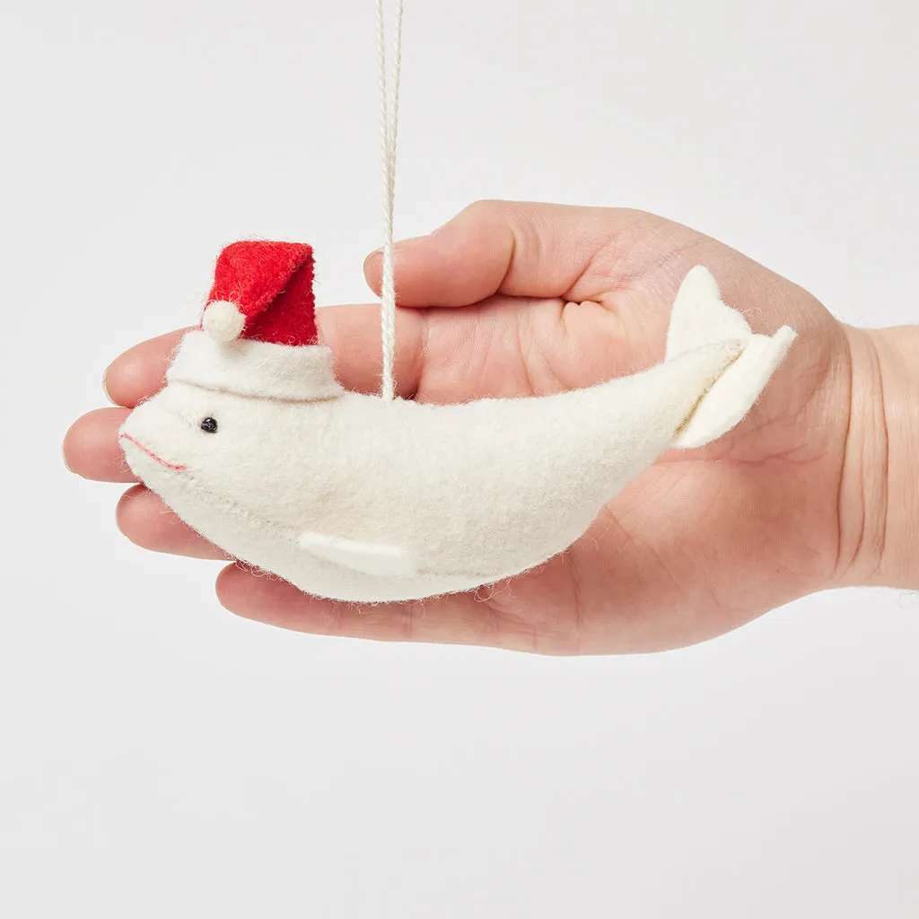 Joyful Santa Beluga Ornament