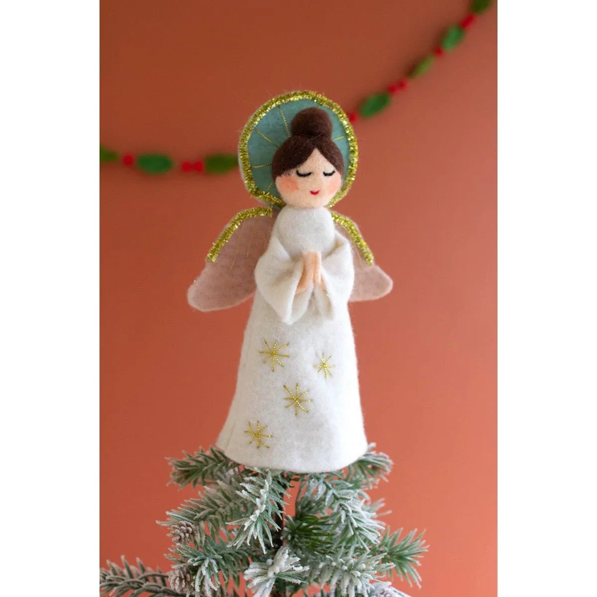 Kalalou felt angel christmas tree topper - CHB2349