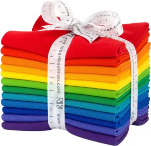 Kona Cotton Solids | Bright Rainbow Fat Quarter Bundle | 12pcs