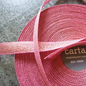 Loose Weave Metallic Cotton Ribbon - Fuchsia / Gold : Studio Carta