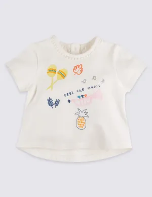 M&S Pure Cotton Applique Baby Girls T-Shirt