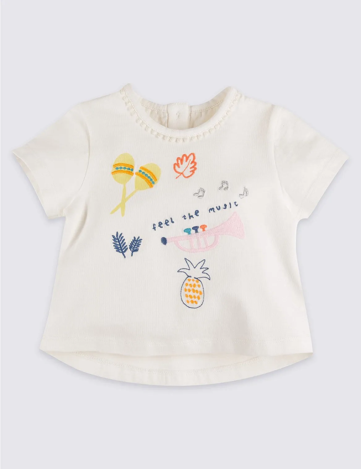 M&S Pure Cotton Applique Baby Girls T-Shirt