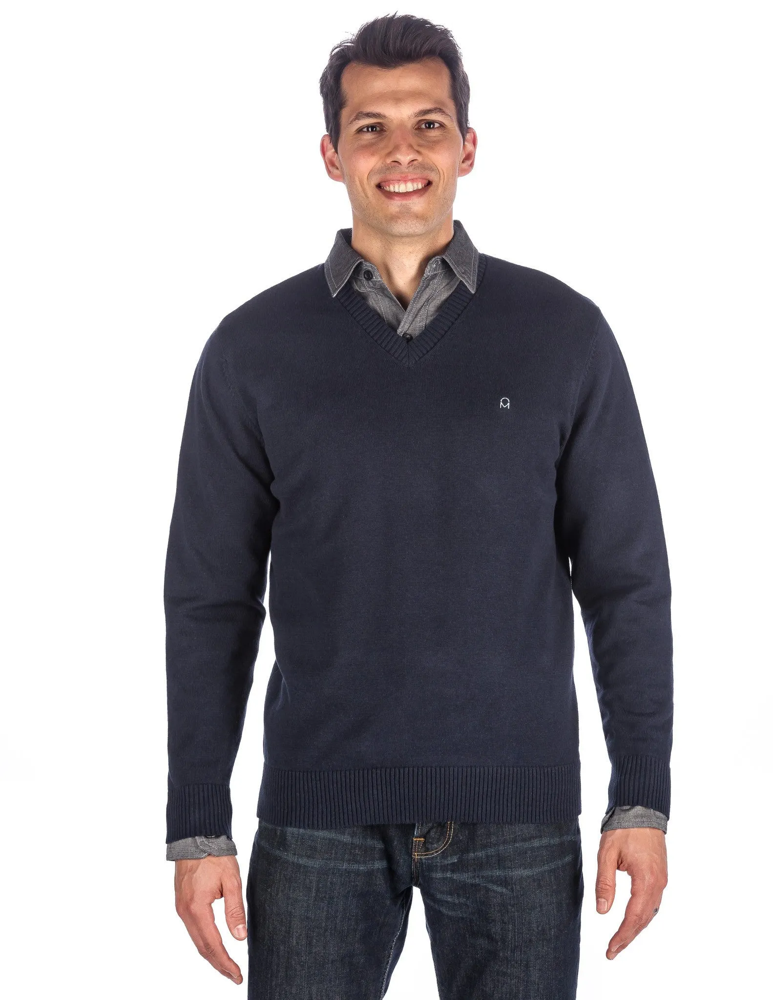 Men's 100% Cotton V-Neck Essential Sweater