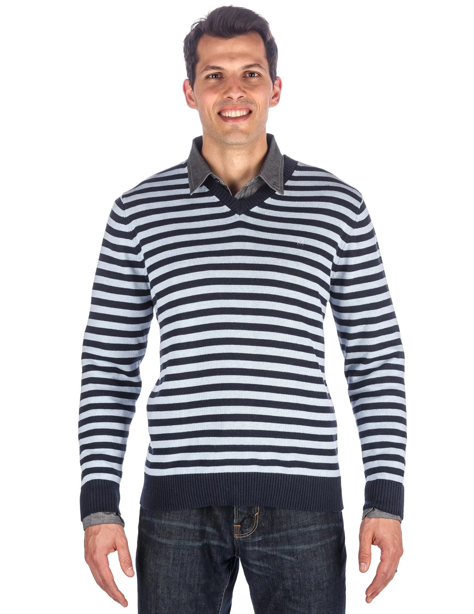 Men's 100% Cotton V-Neck Essential Sweater