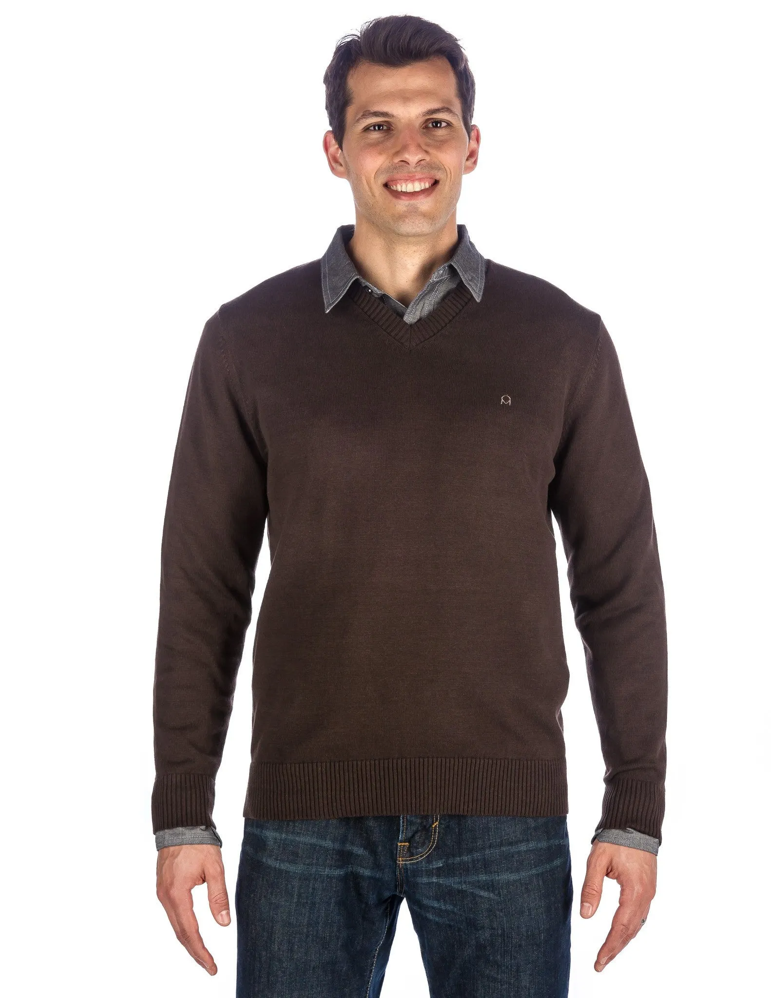 Men's 100% Cotton V-Neck Essential Sweater