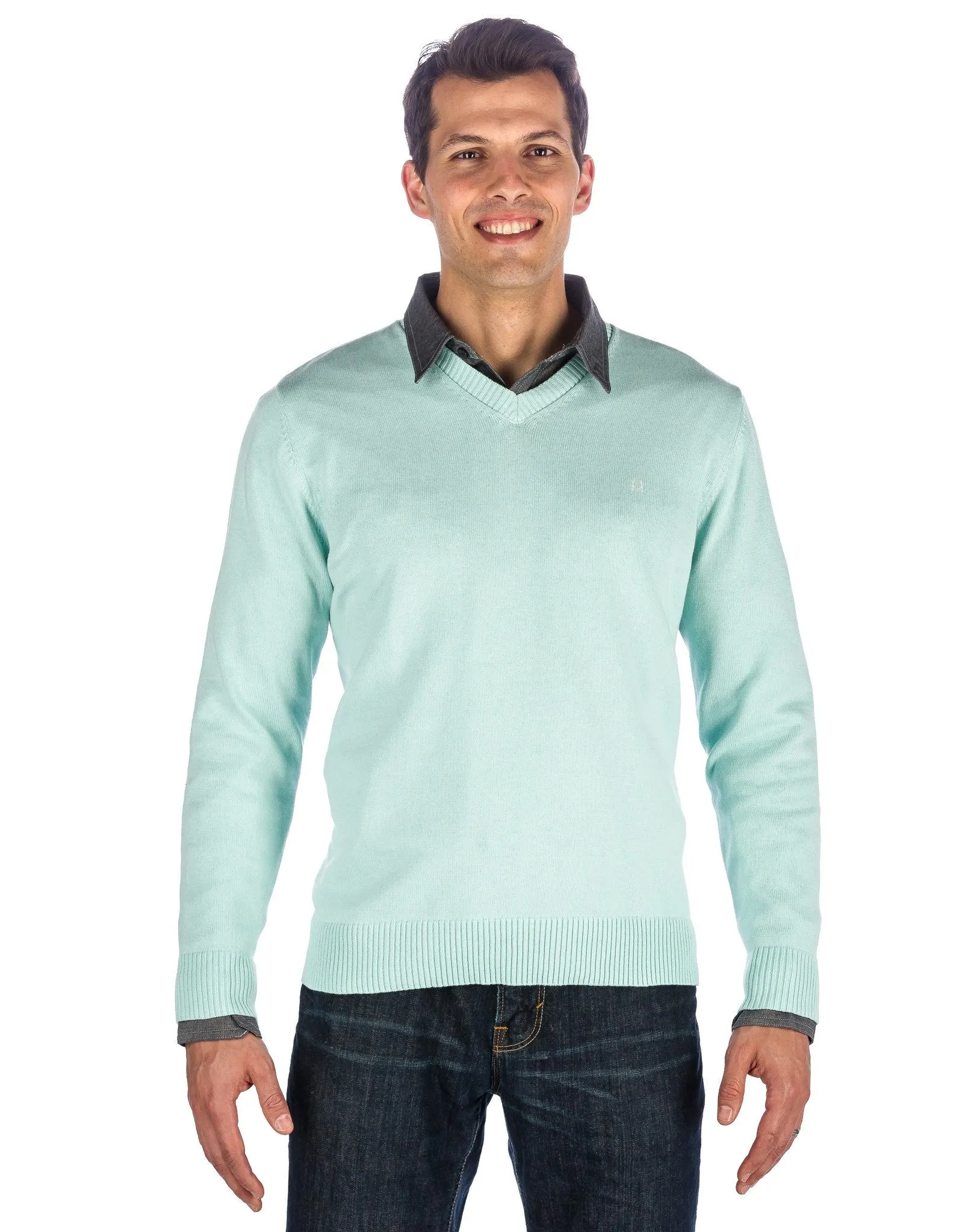 Men's 100% Cotton V-Neck Essential Sweater