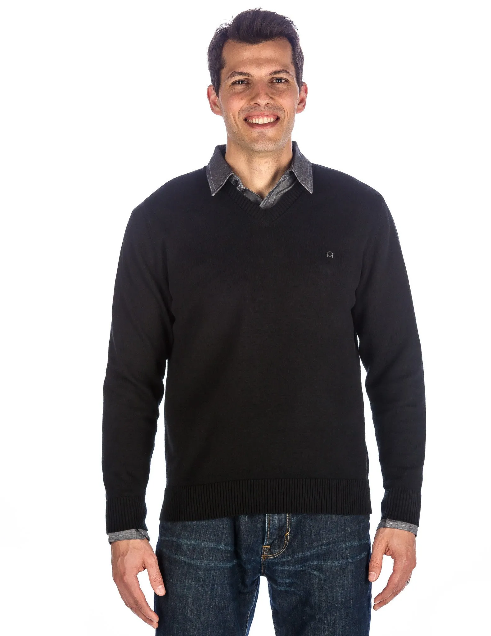 Men's 100% Cotton V-Neck Essential Sweater