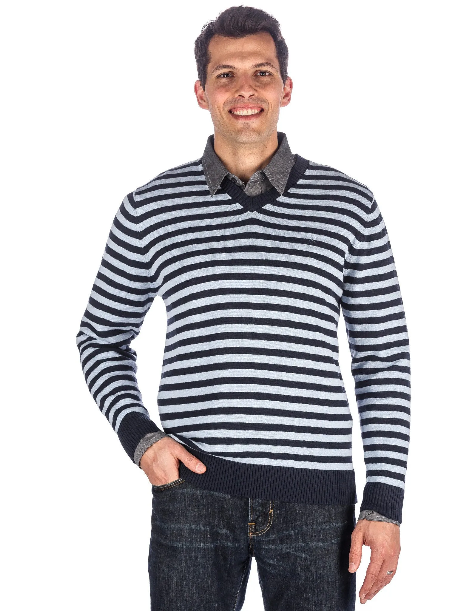 Men's 100% Cotton V-Neck Essential Sweater