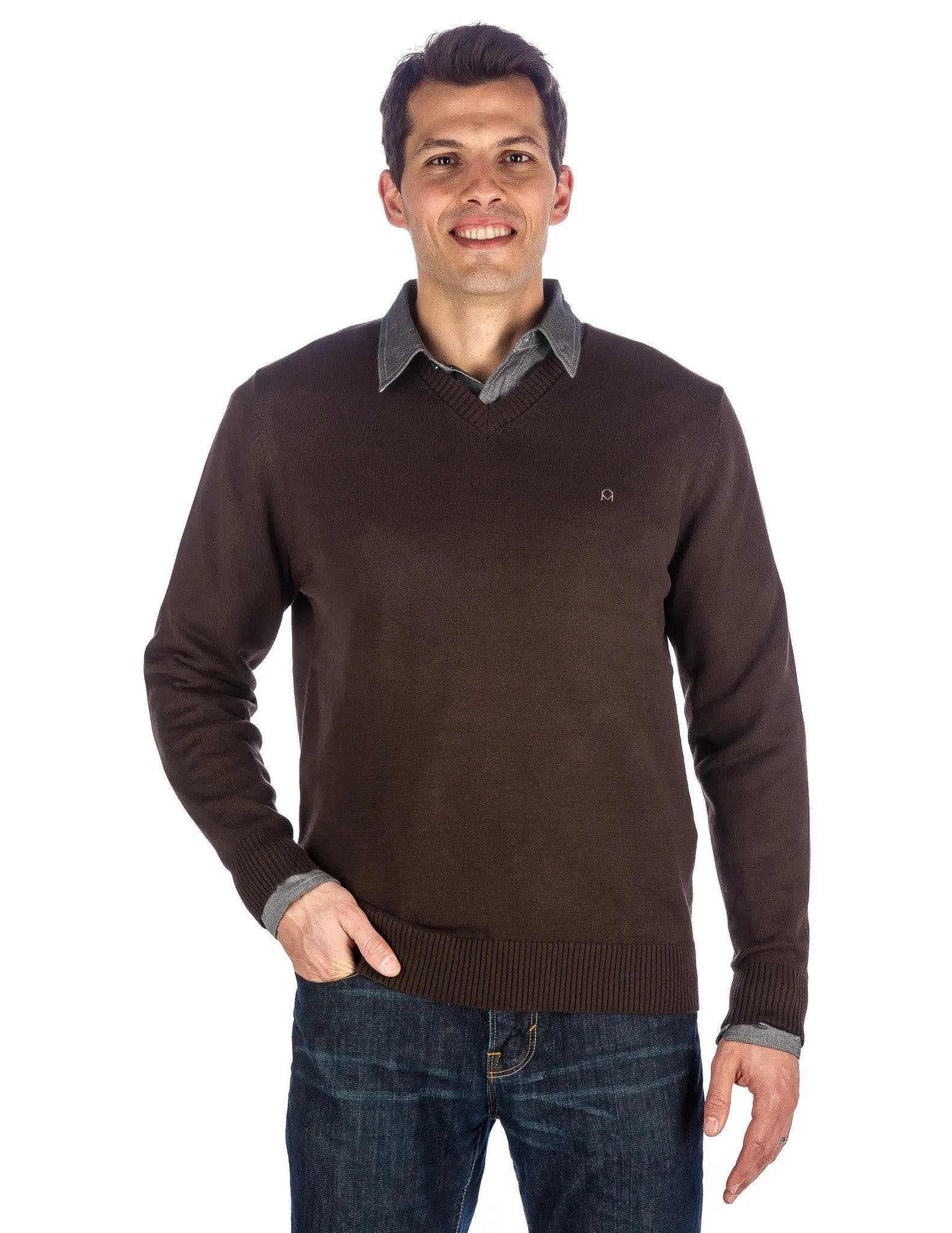 Men's 100% Cotton V-Neck Essential Sweater