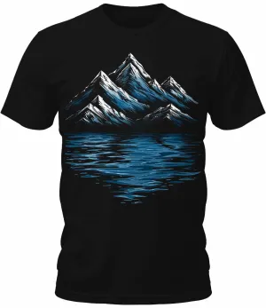 Mens Blue Mountain Graphic Tee Cool Premium Tshirt