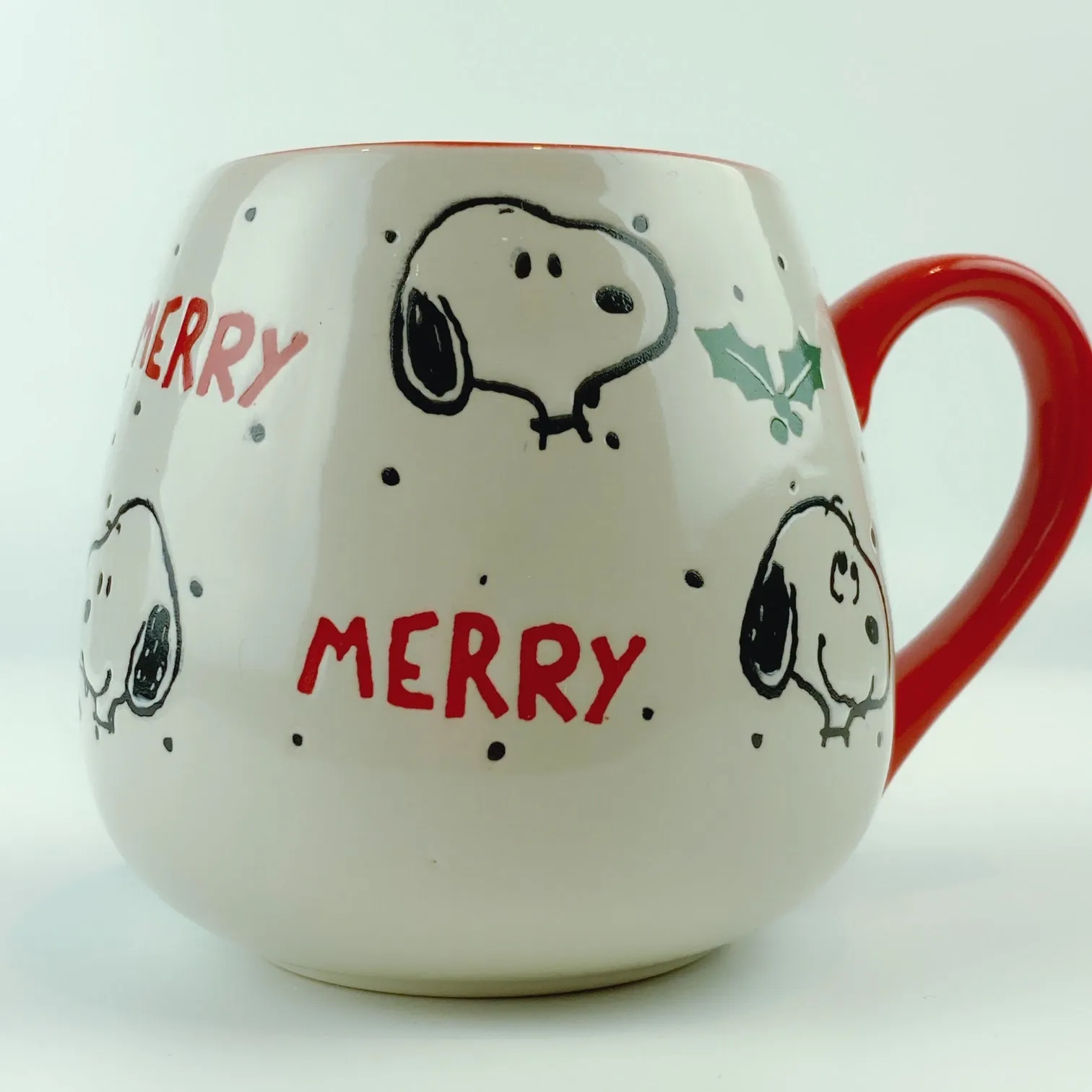 Peanuts Snoopy Ceramic Merry Holly Berry Red Mug 18 oz