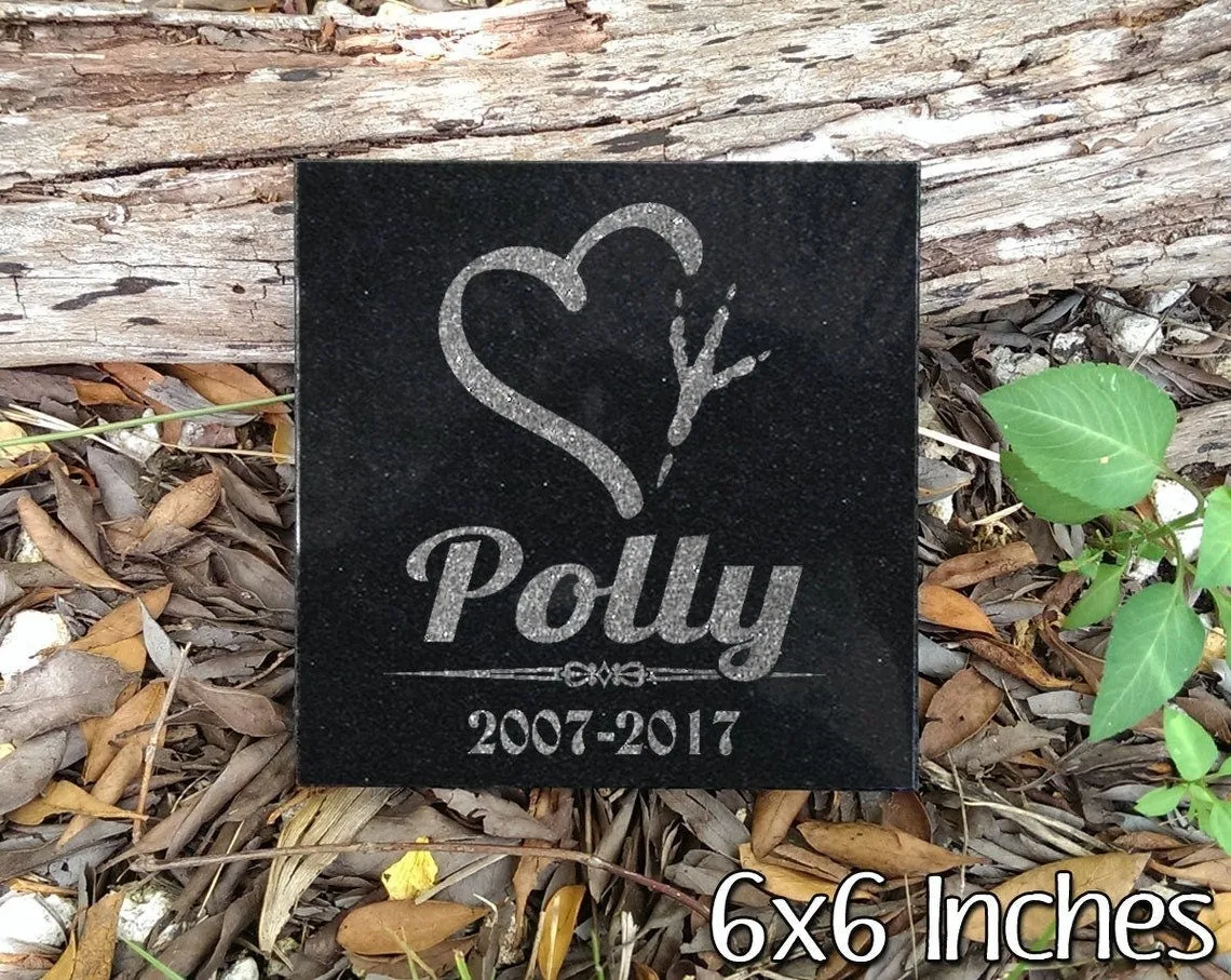 Personalized Chicken Memorial Stone w/ Photo: Rooster Headstone, Hen Grave Marker, Outdoor Backyard Bird Burial Marker, Pet Garden Tribute