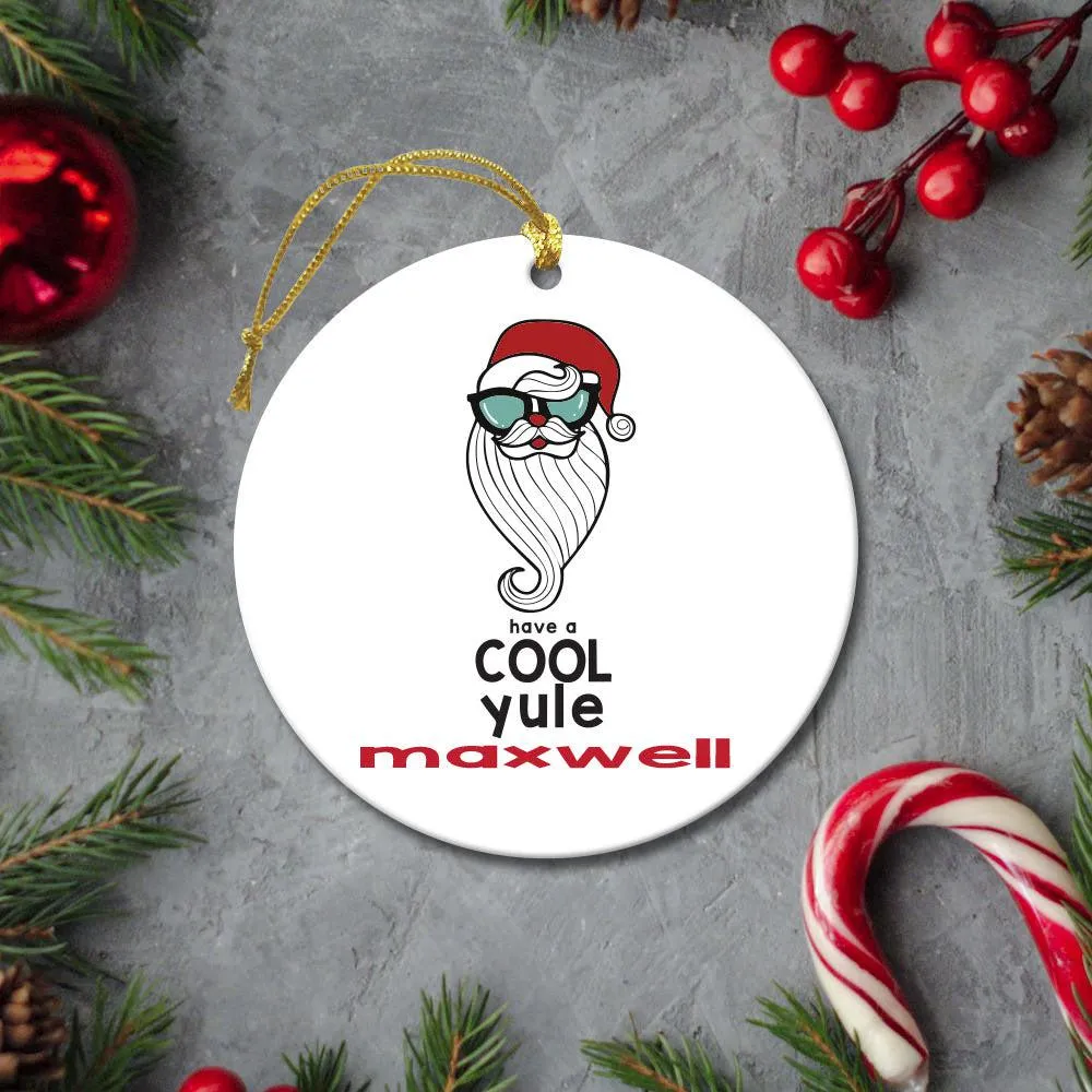 Personalized Cool Yule Santa Christmas Ornament