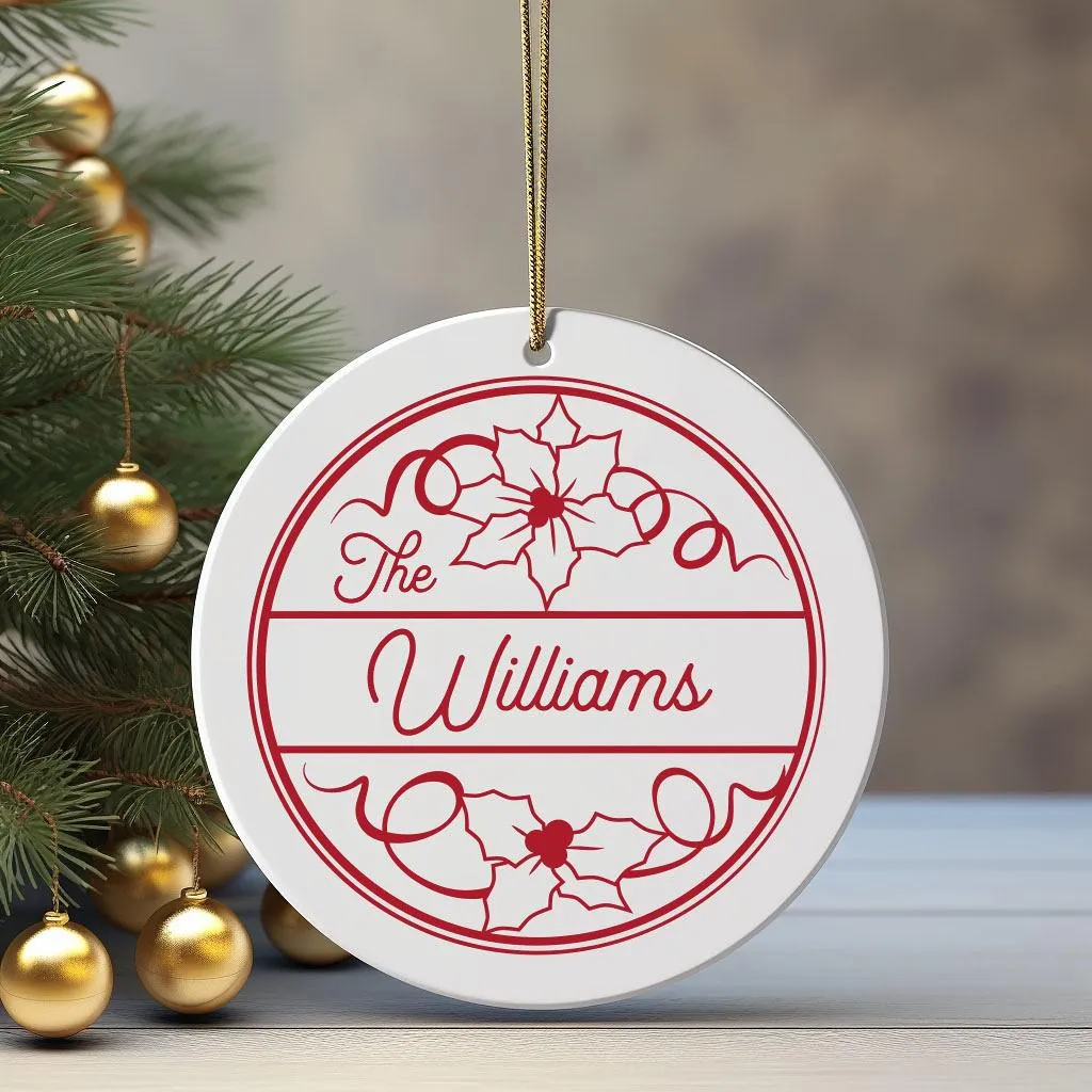 Personalized Poinsettia Christmas Ornament