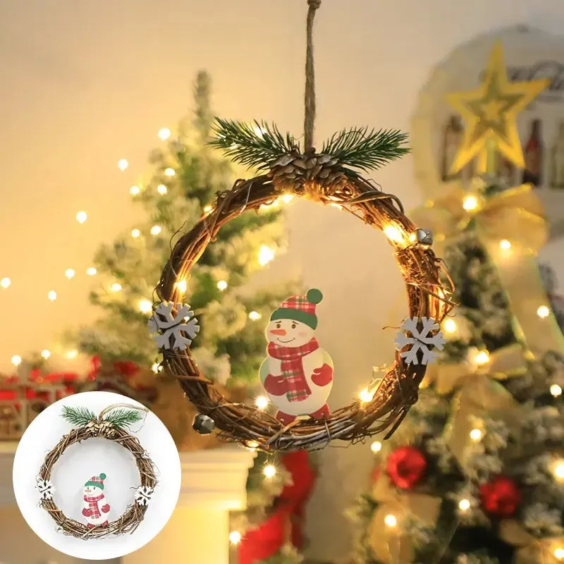 "7 Inch Lighted Snowman Christmas Wreath - Colorful Magical Room Decoration"