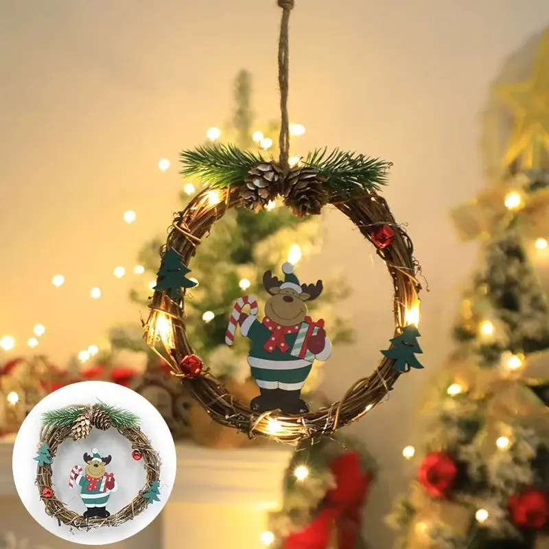 "7 Inch Lighted Snowman Christmas Wreath - Colorful Magical Room Decoration"