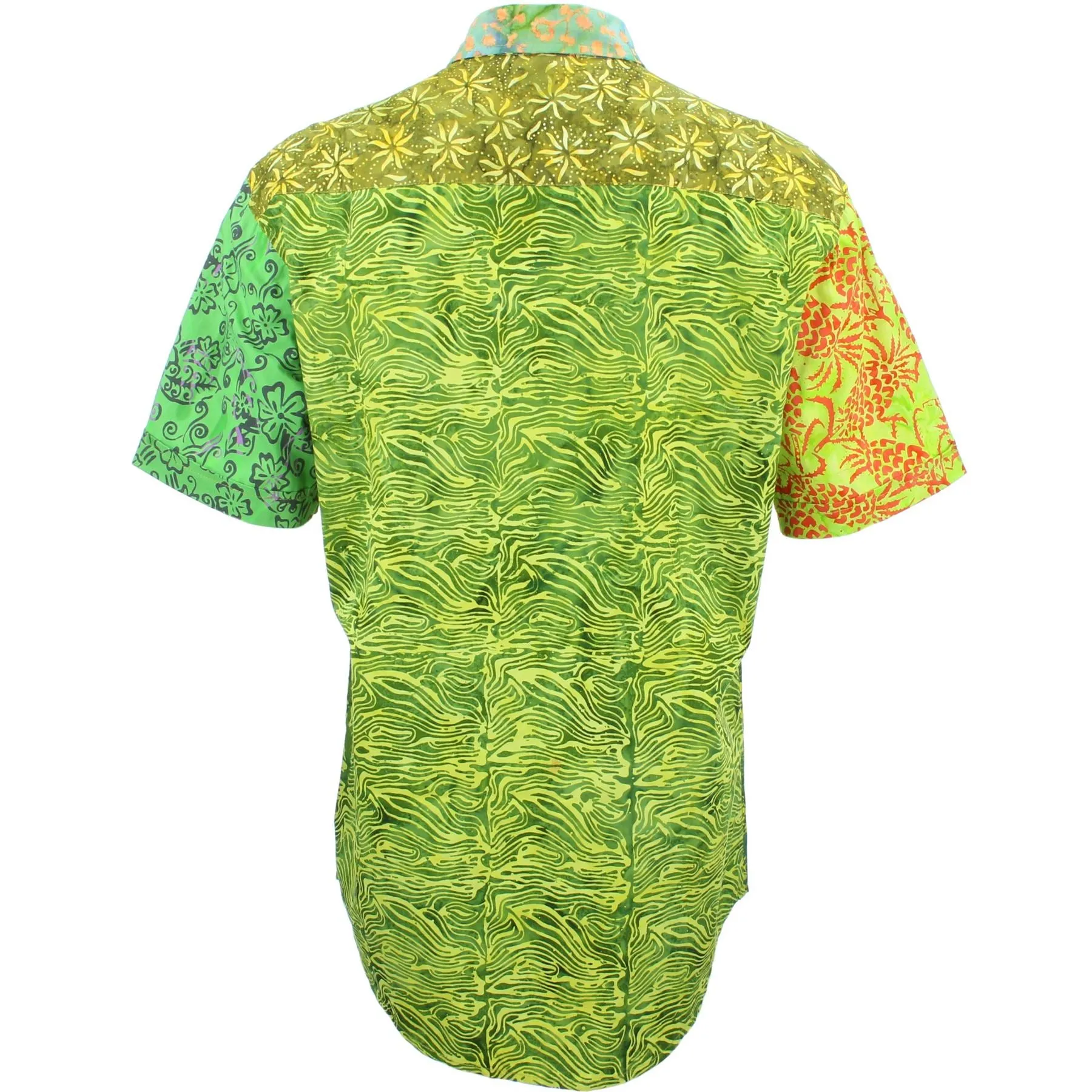 Regular Fit Short Sleeve Shirt - Random Mixed Batik - Bright Green