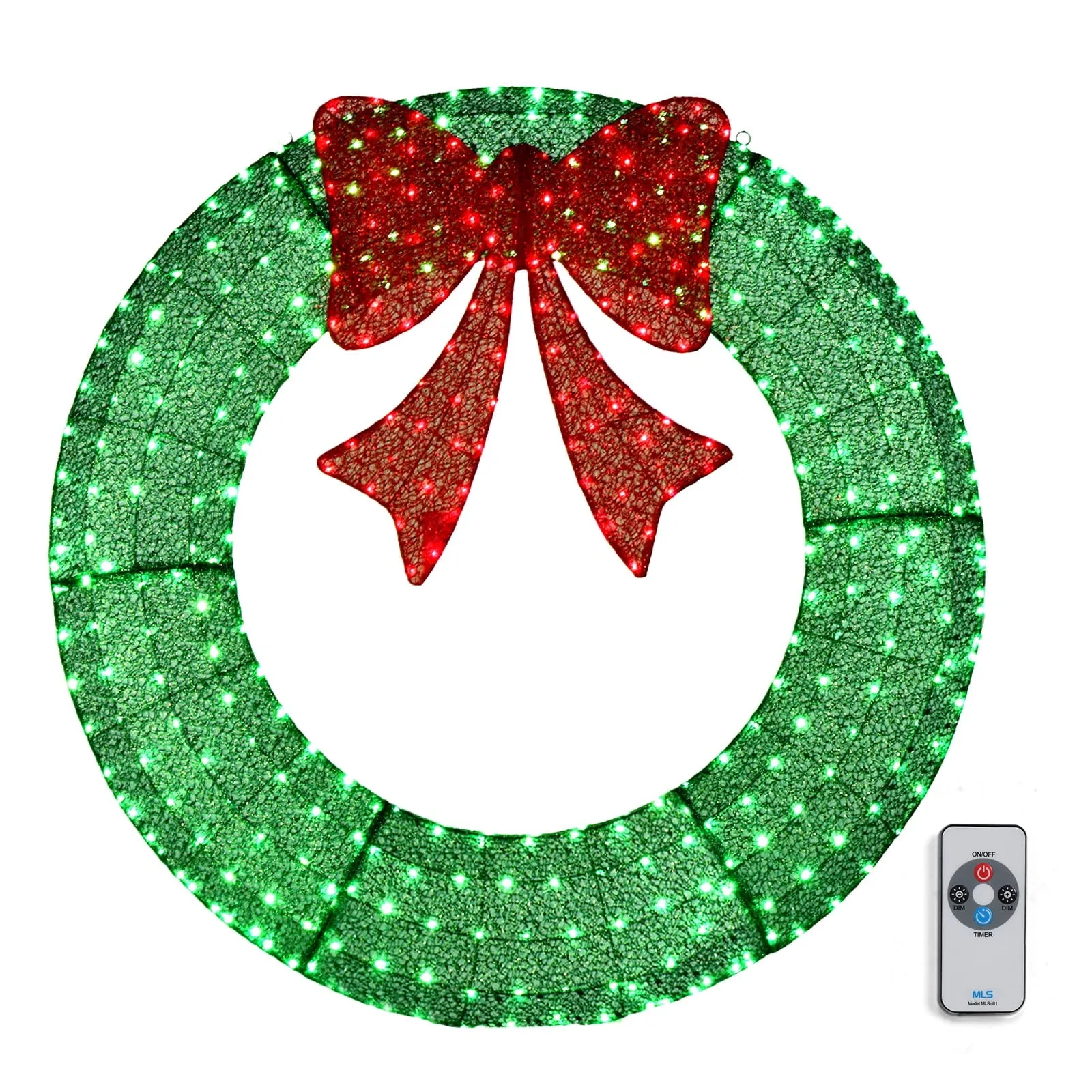 relaxed 48in Christmas Wreath Christmas Decoration Lighted Holiday Decor 315 Lights LED - Green Green Green