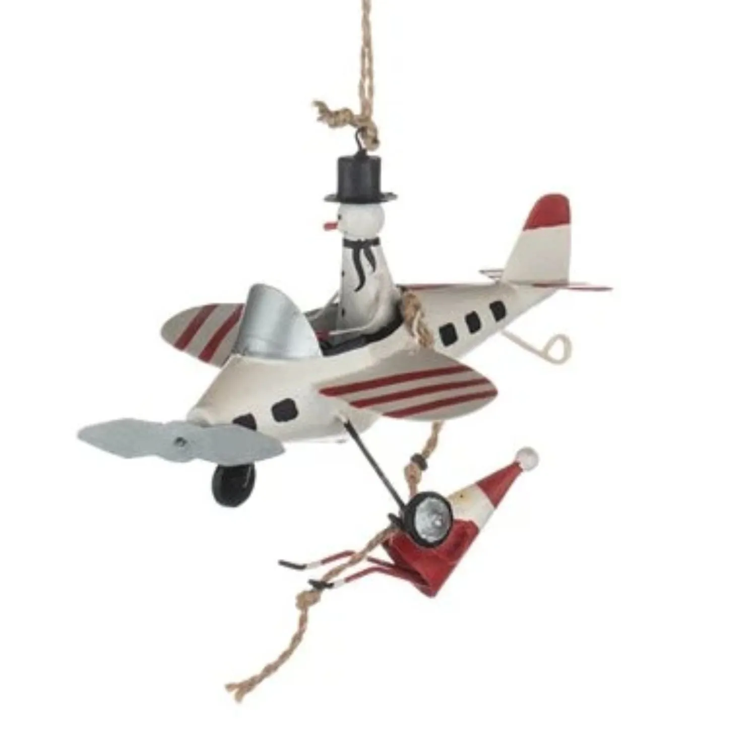 Shoeless Joe Aeroplane with Hanging Santa Decoration