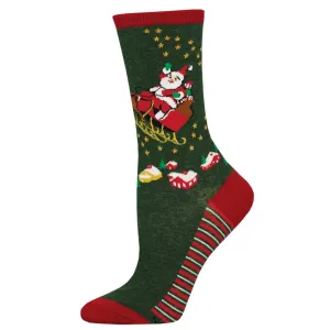 Sleighing It (Green) Women's Crew Socks