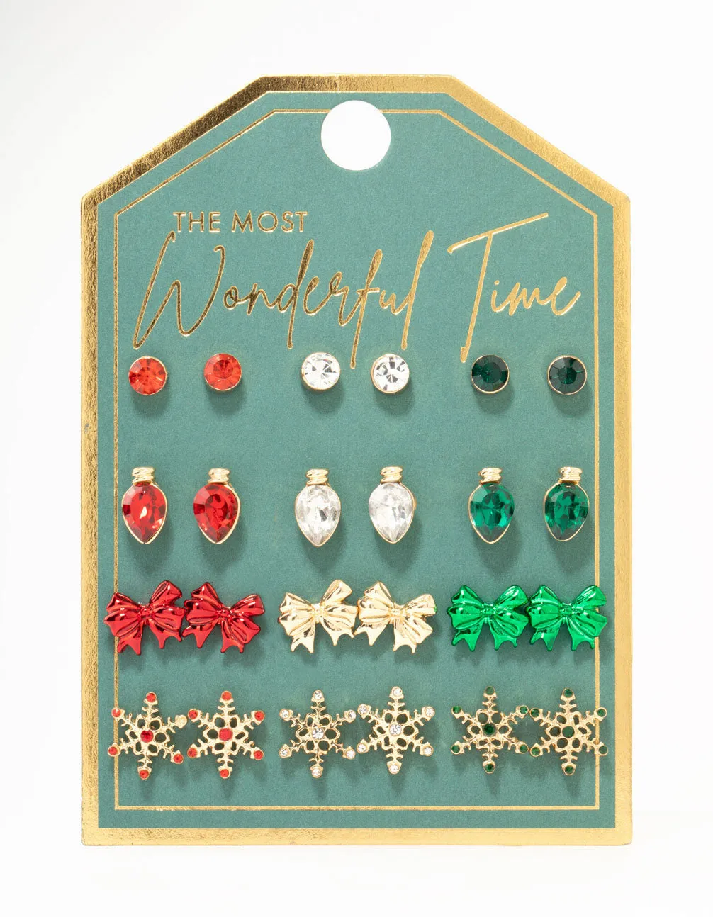 Snowflake & Bow Stud Earrings 12-Pack