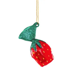 Strawberry Candy Glass Ornament