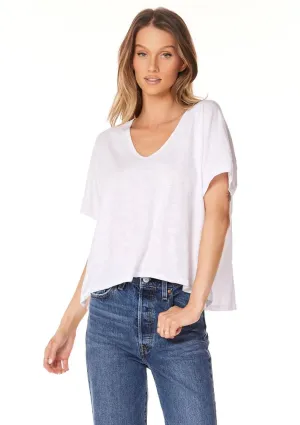 V-Neck Boxy Dolman Sleeve Top - White