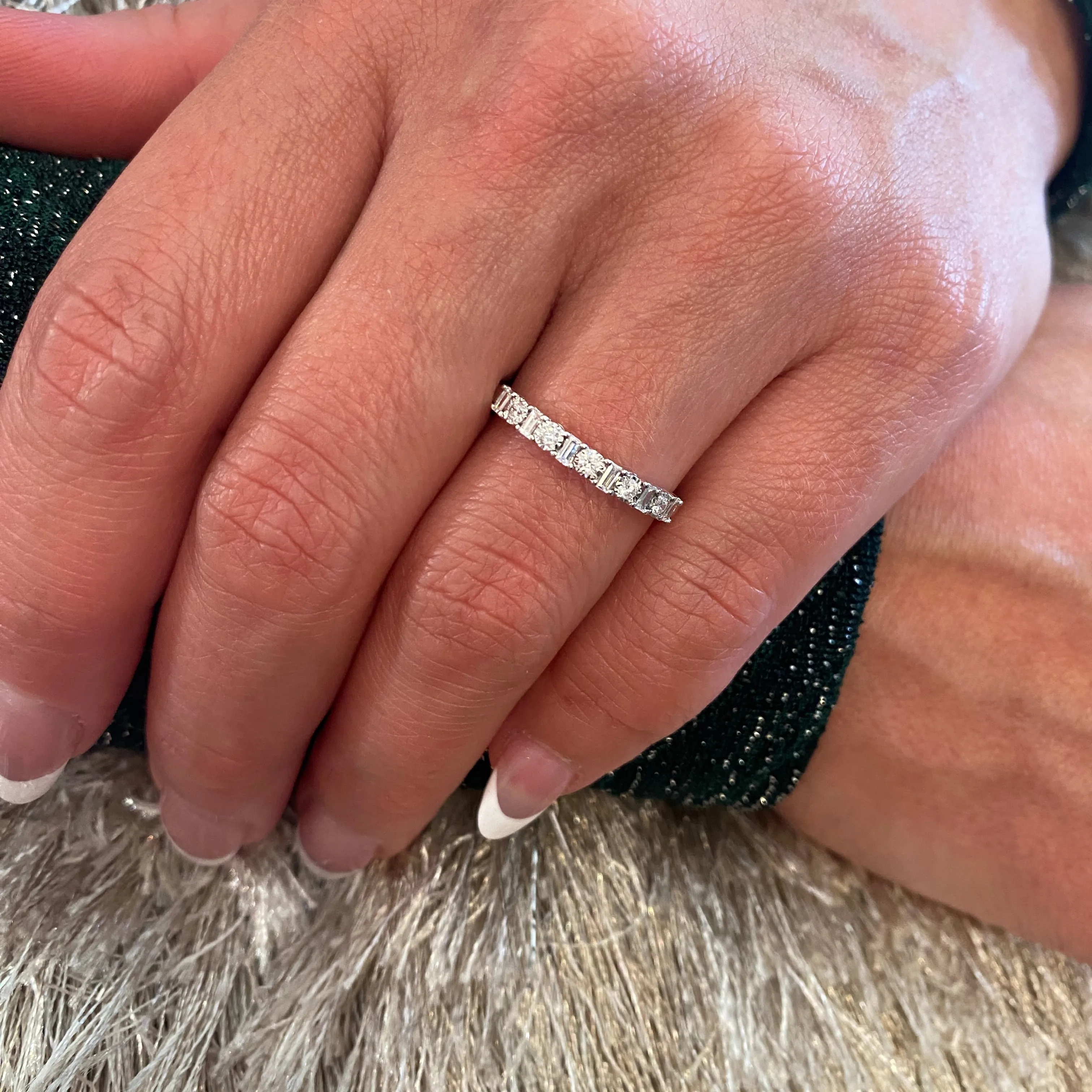 White Gold Diamond Stackable Ring