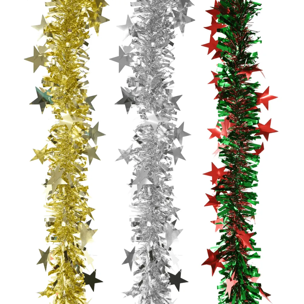 Wide Diecut Stars Tinsel Asst (2m)