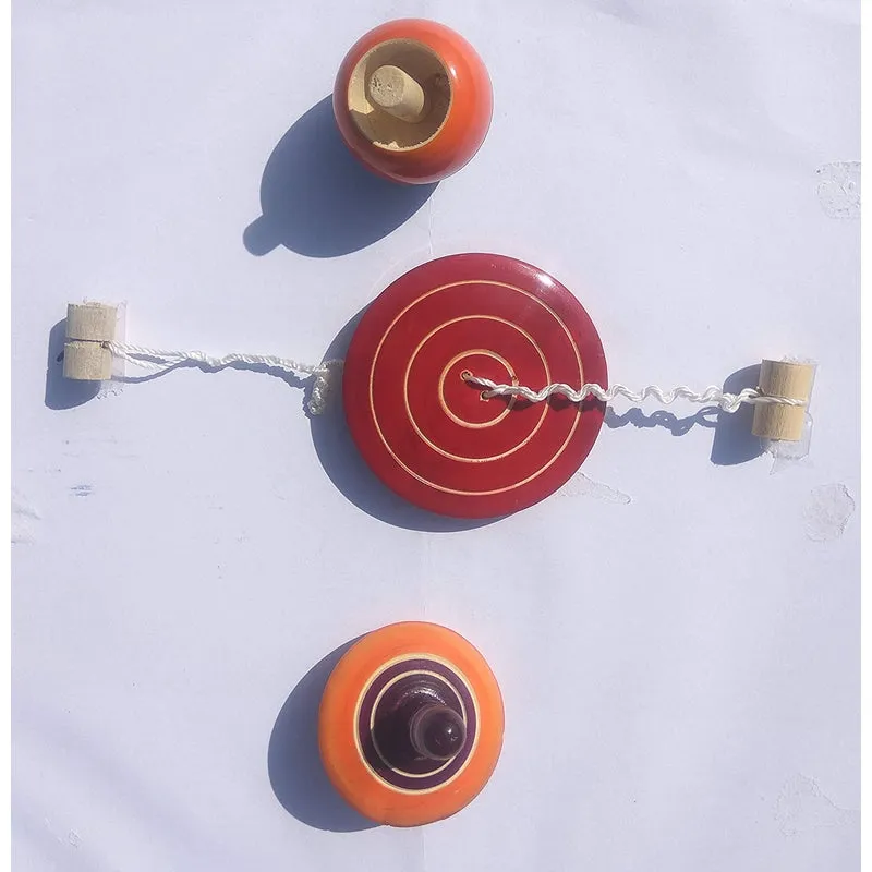 Wooden spinners | Finger top flip top whirling (Set of 3) - Assorted Colours