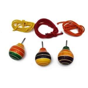 Wooden Spinning Tops - Combo Set of 3 Pcs ( Multicolor)