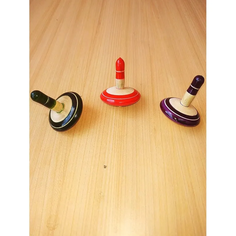 Wooden Spinning Tops - Set of 3 pcs