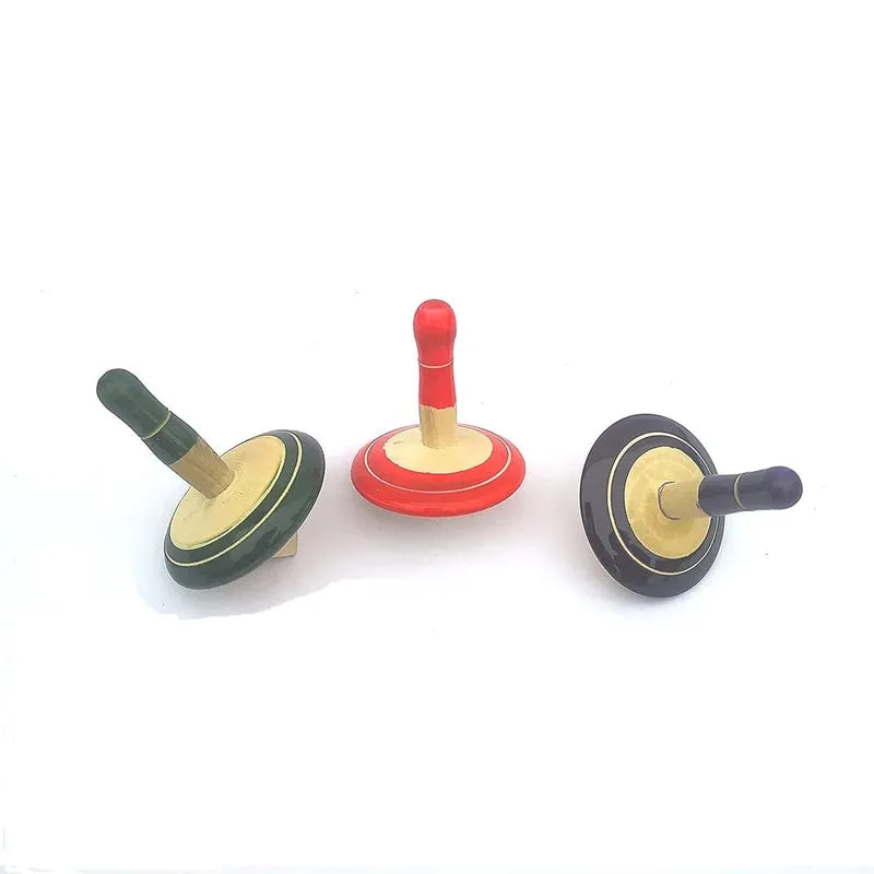 Wooden Spinning Tops - Set of 3 pcs